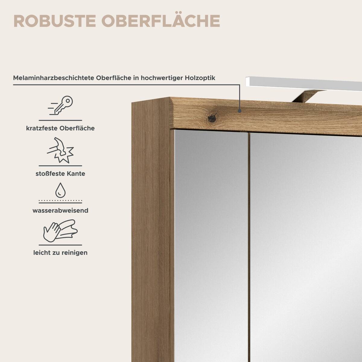 Spiegelschrank Scout Evoke Oak Nachbildung Spiegel B/H/T: ca. 60x79x18 cm