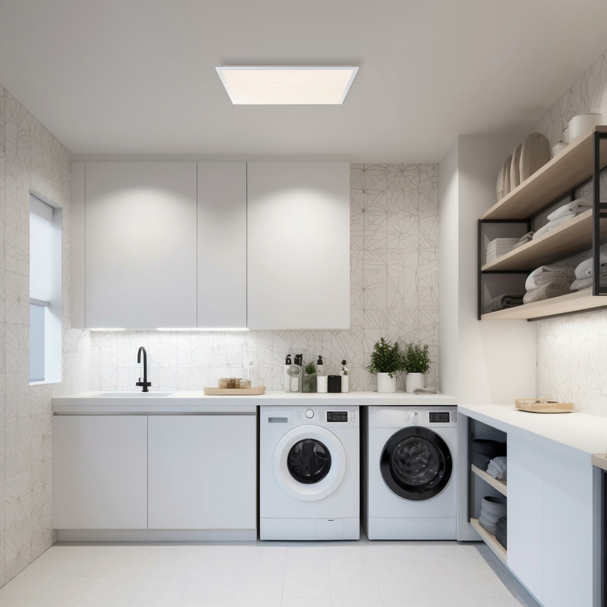 Brilliant LED-Deckenleuchte Briston weiß Metall Kunststoff B/H/L: ca. 63x7,5x63 cm