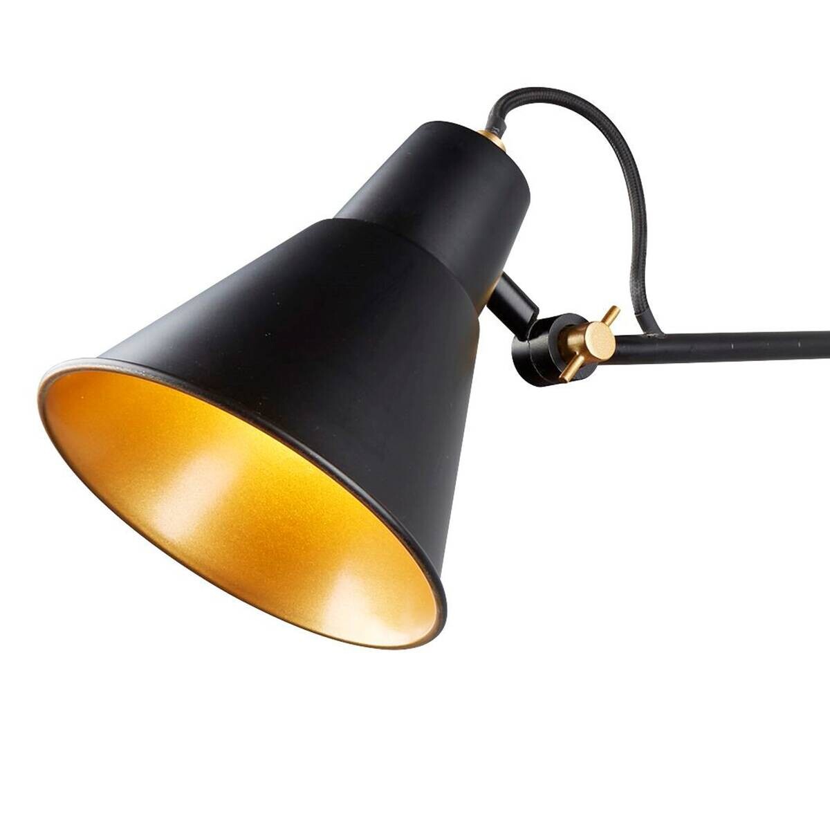 Searchlight Wandleuchte Swing Arm gold schwarz Stahl B/H/T: ca. 14x58x5 cm E27 1 Brennstellen