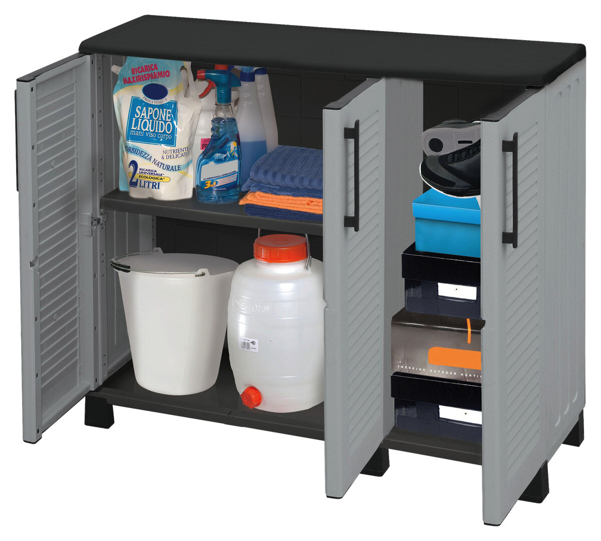 ArtPlast Kunststoffschrank Family niedrig grau Kunststoff B/H/T: ca. 102x84x37 cm