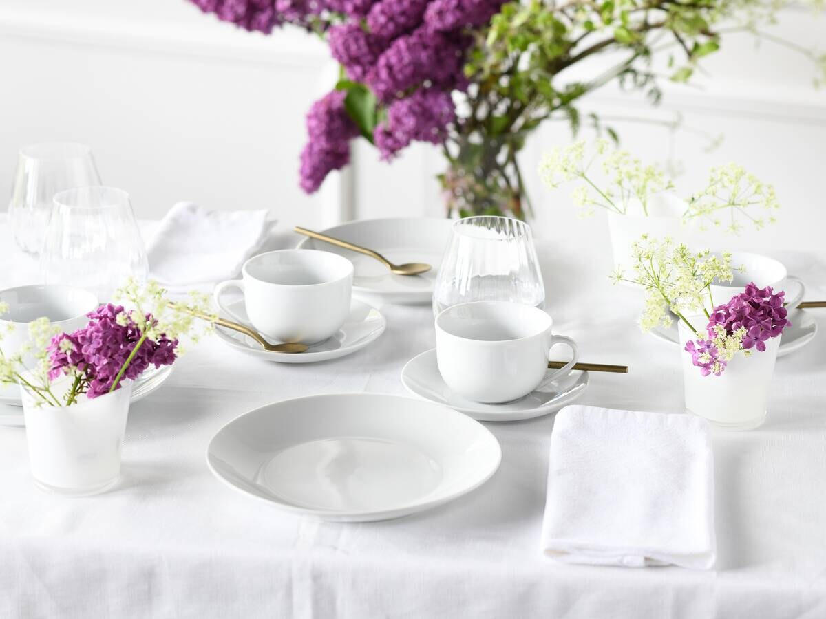 CreaTable Kaffeeservice Luna weiß Porzellan 18 tlg.