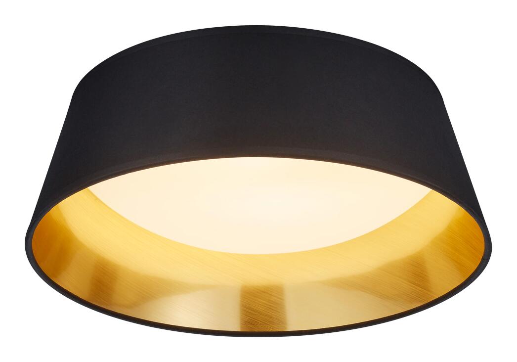 Reality LED-Deckenleuchte R62871279 schwarz gold Stoff Kunststoff H/D: ca. 12x34 cm