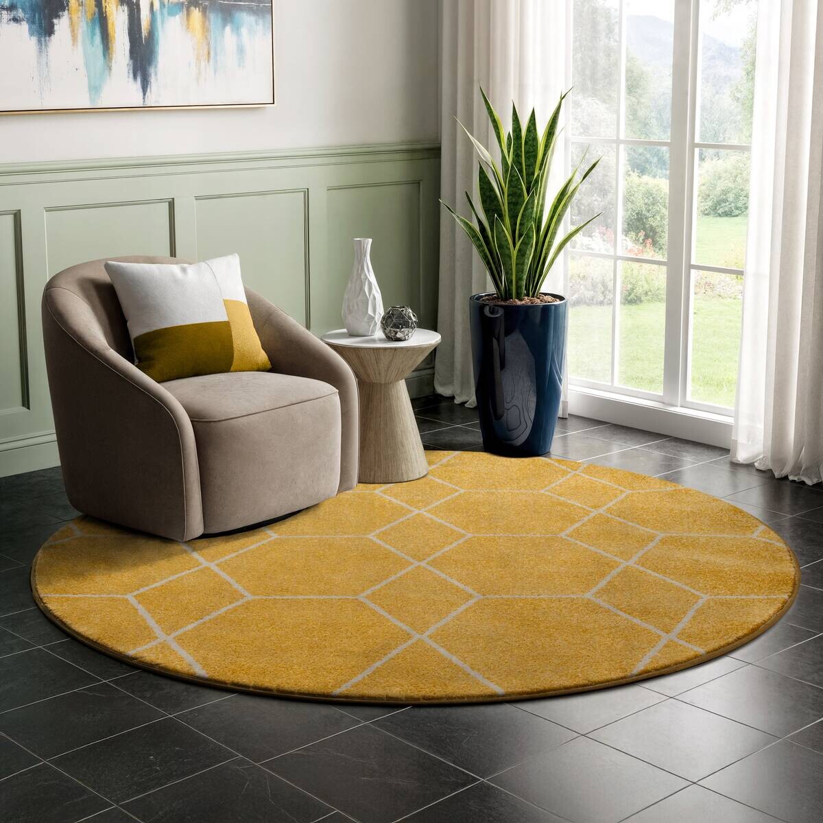 Sanat Teppich Trellis gelb B/L: ca. 150x150 cm