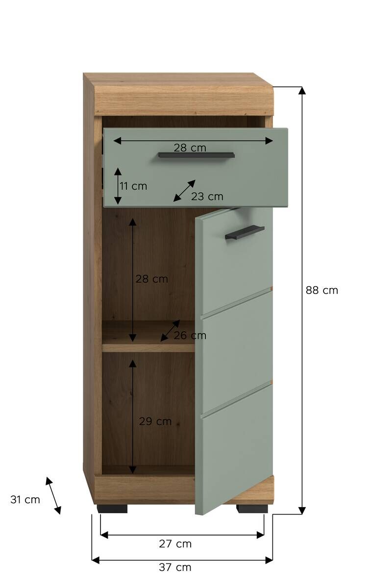 Schrank Scout Eiche Artisan Nachbildung salbei Nachbildung B/H/T: ca. 37x88x31 cm