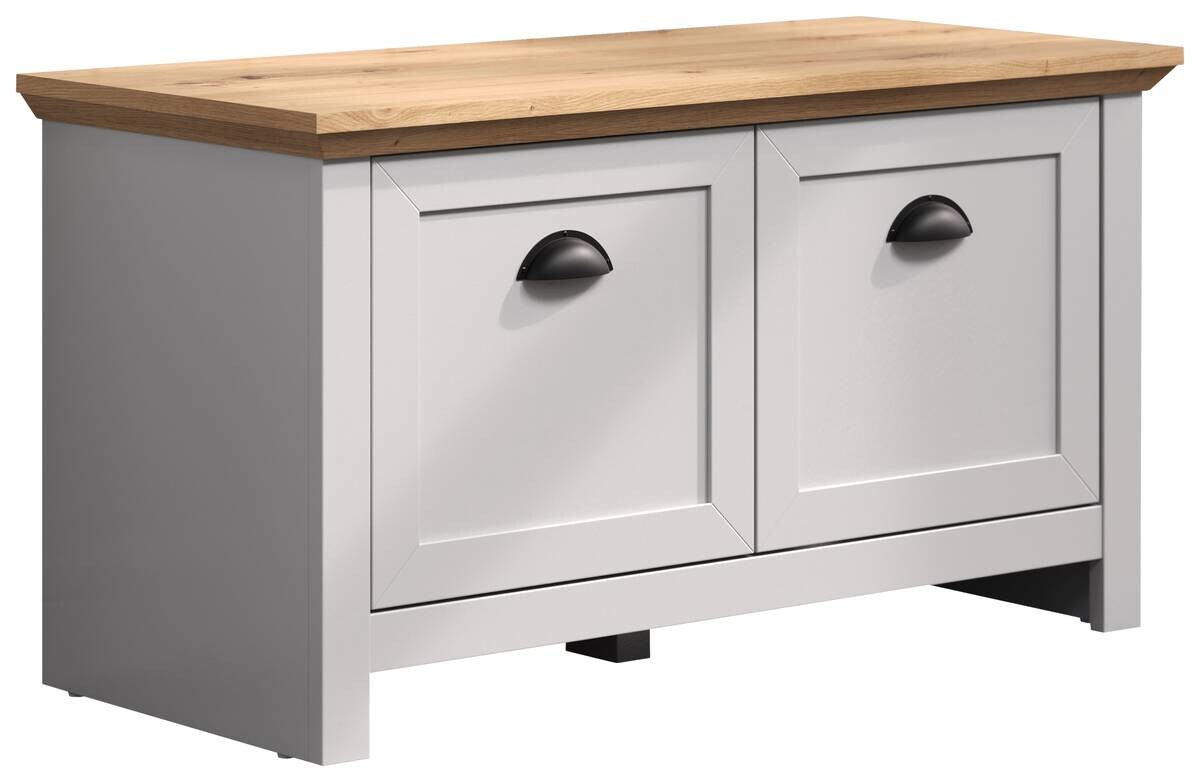 Sitzbank Landside Lichtgrau Eiche Artisan Nachbildung B/H/T: ca. 91x49x41 cm