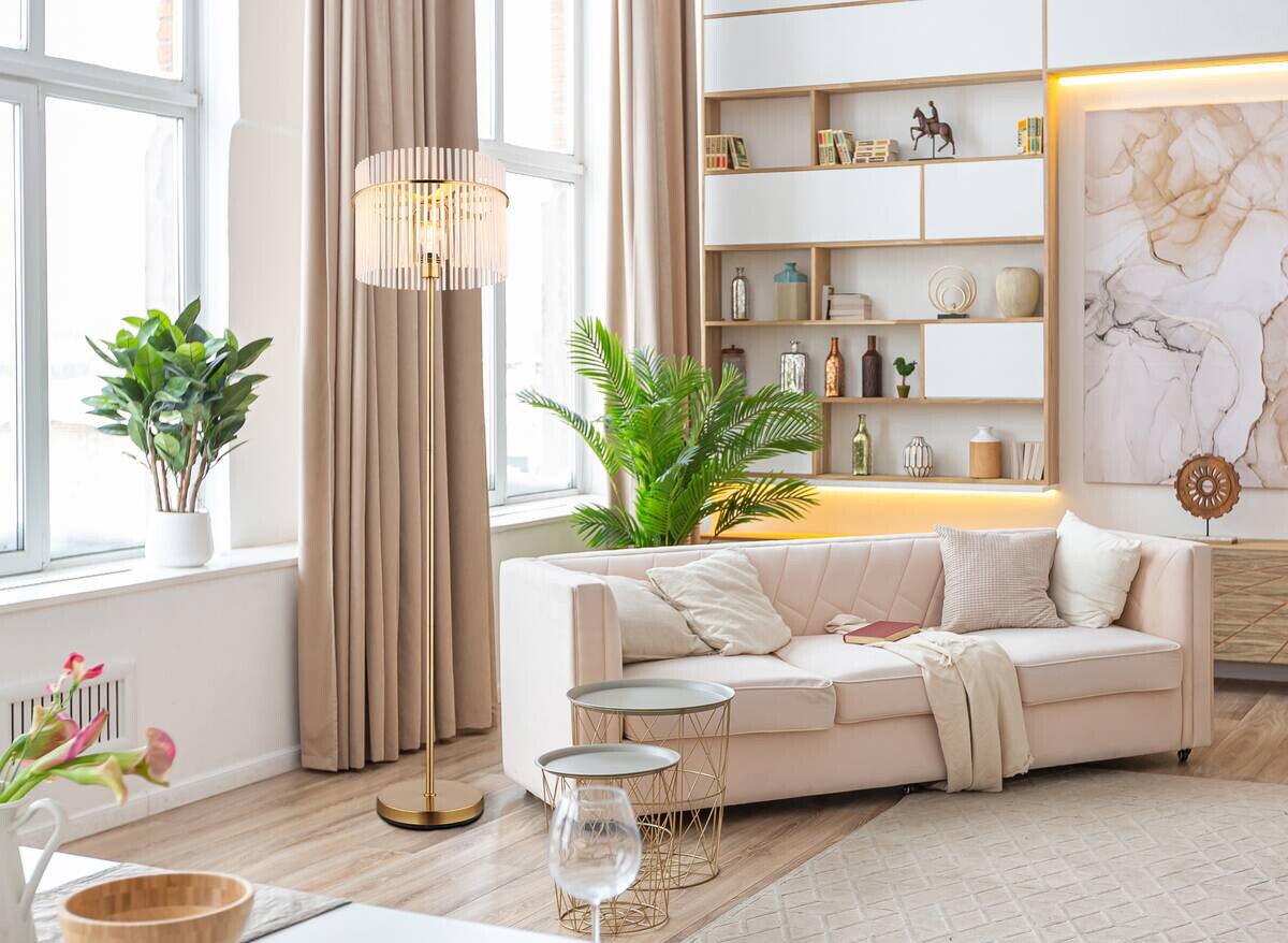 GLOBO Stehleuchte gold klar Metall H/D: ca. 152x38 cm E27 1 Brennstellen