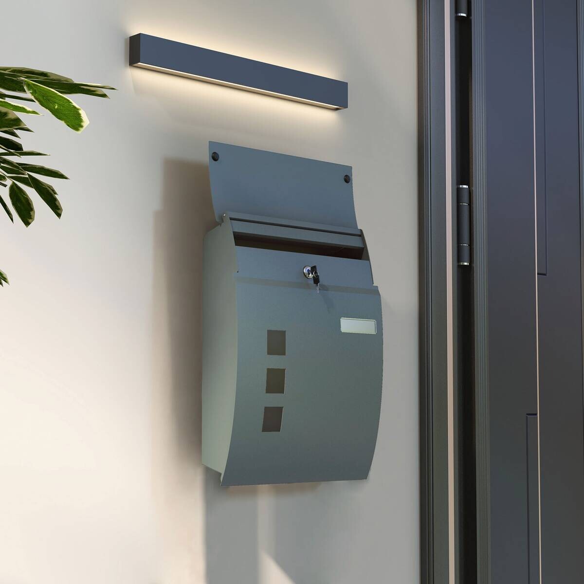 HOMCOM Briefkasten dunkelgrau B/H/L: ca. 15x44x114 cm