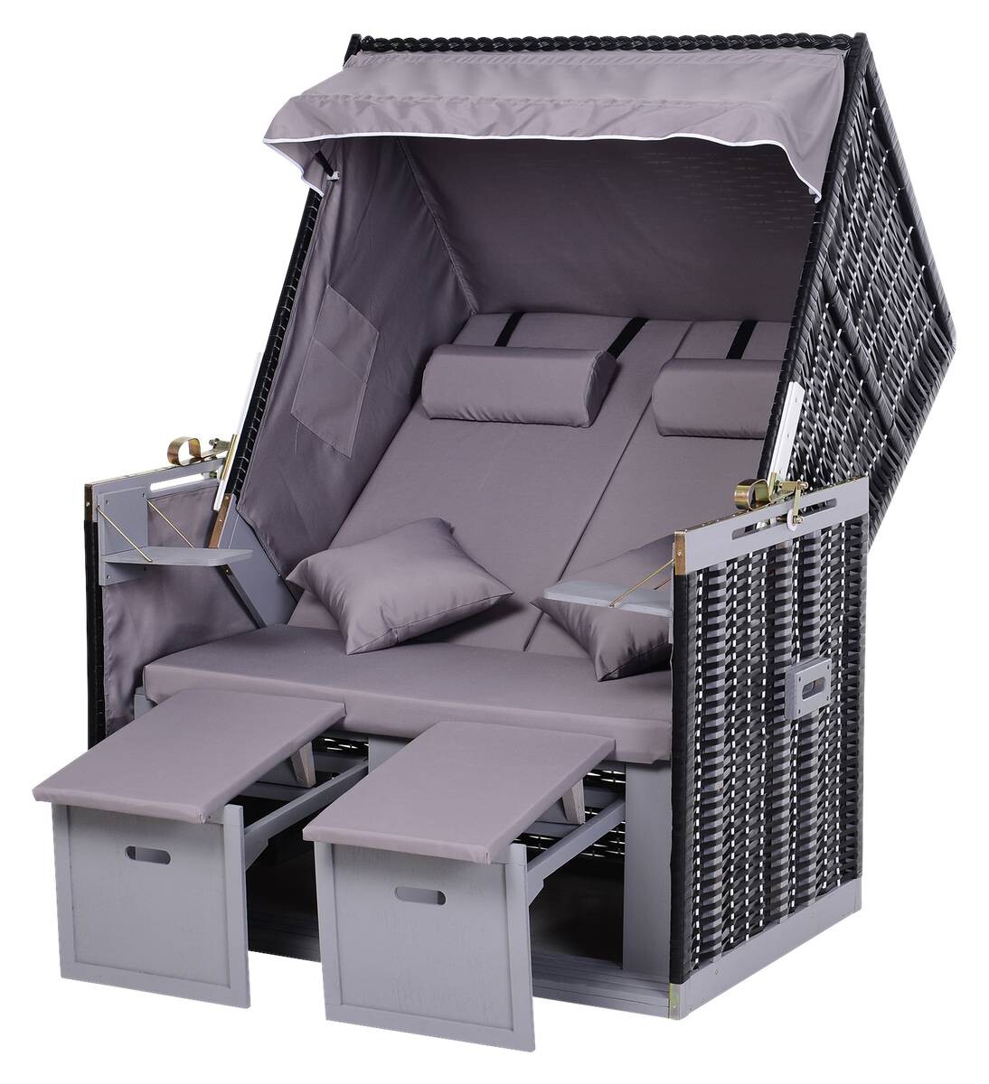 Outsunny Strandkorb grau Metall B/H/T: ca. 118x150x79 cm