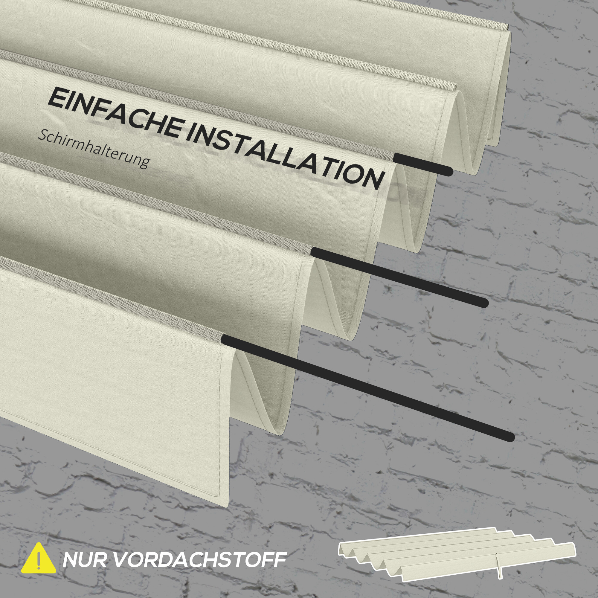 Outsunny Ersatzdach cremeweiß Polyester B/H/L: ca. 245x23x286 cm