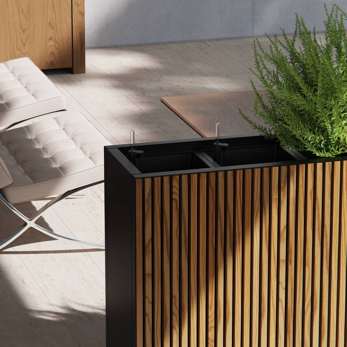 Herstera Garden Pflanzkübel Deco Planter schwarz Holz B/H/L: ca. 120x80x40 cm