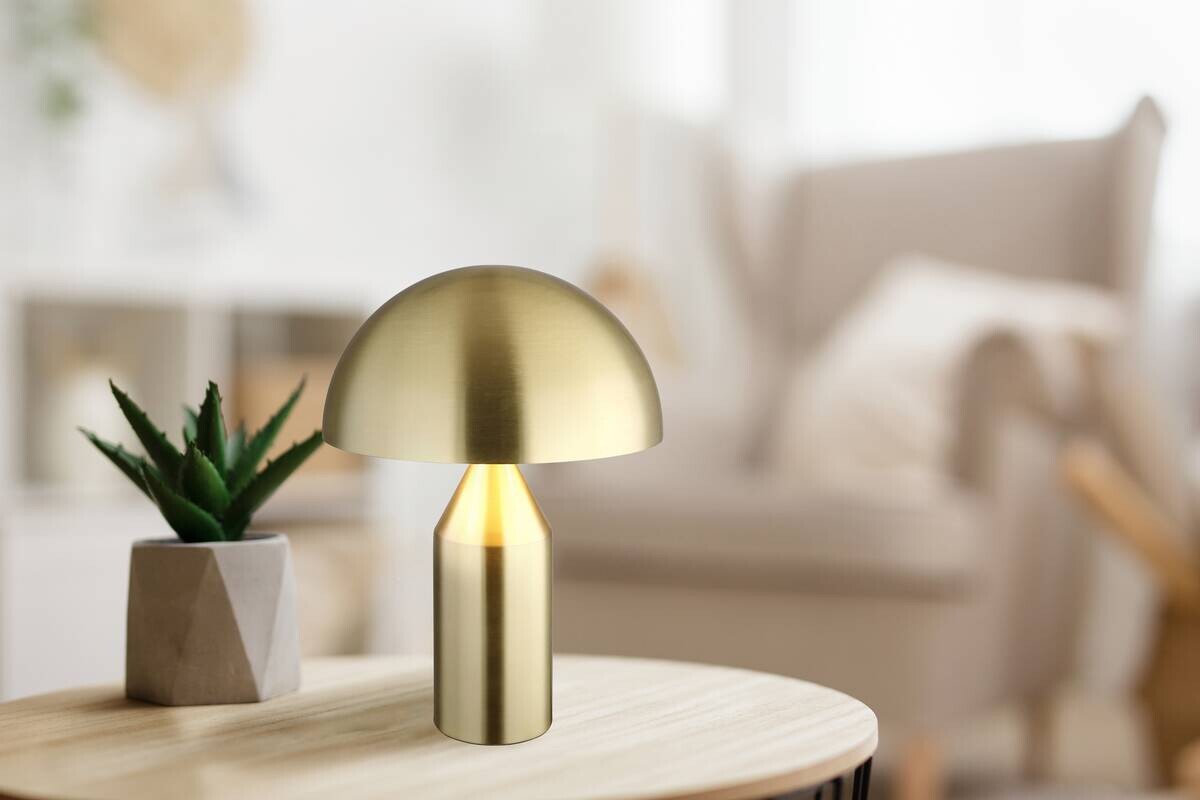 GLOBO Tischleuchte Atoma messing weiß Metall H: ca. 39 cm E27 2 Brennstellen