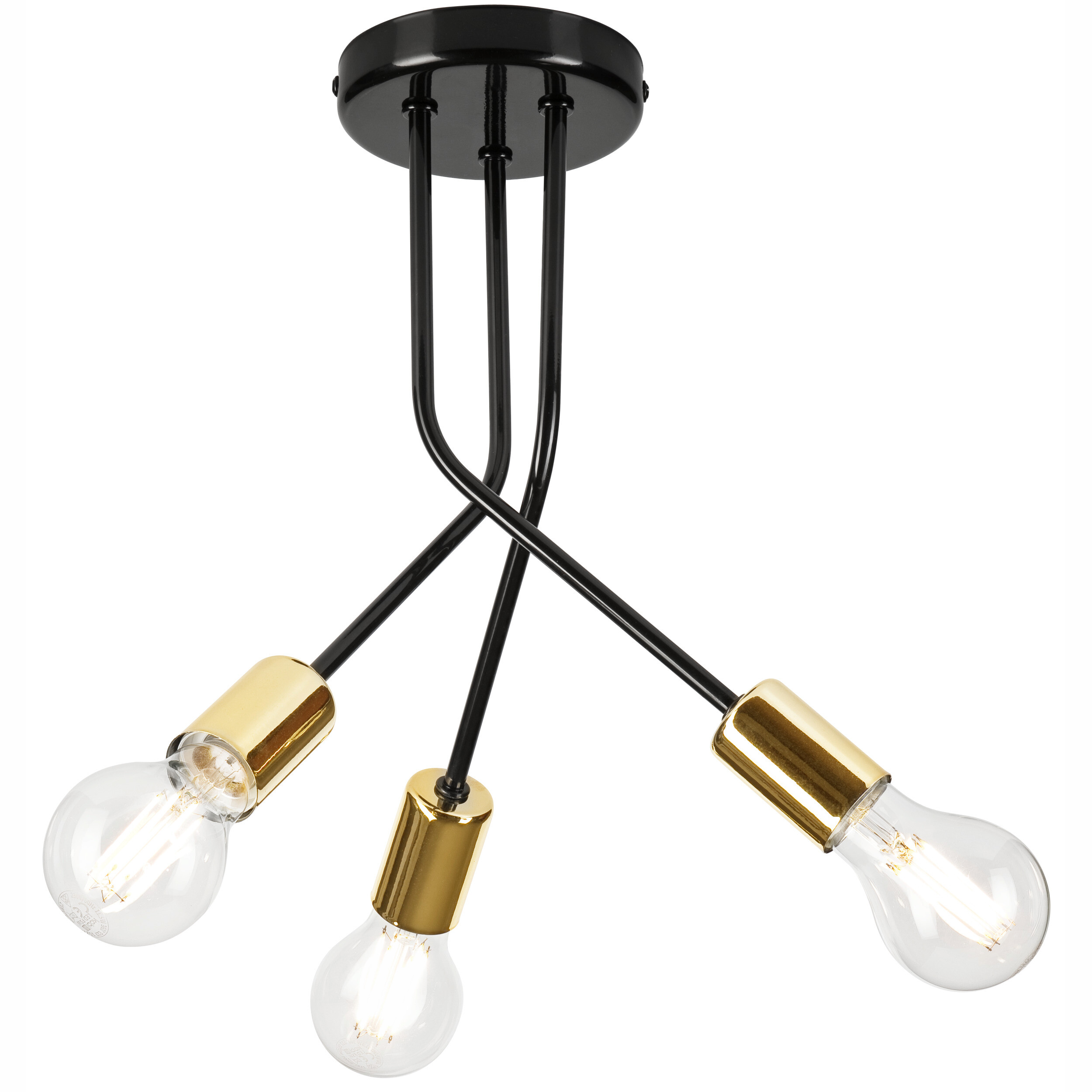 Lamkur Deckenleuchte gold Stahl B/H/L: ca. 33x34x33 cm E27 3 Brennstellen