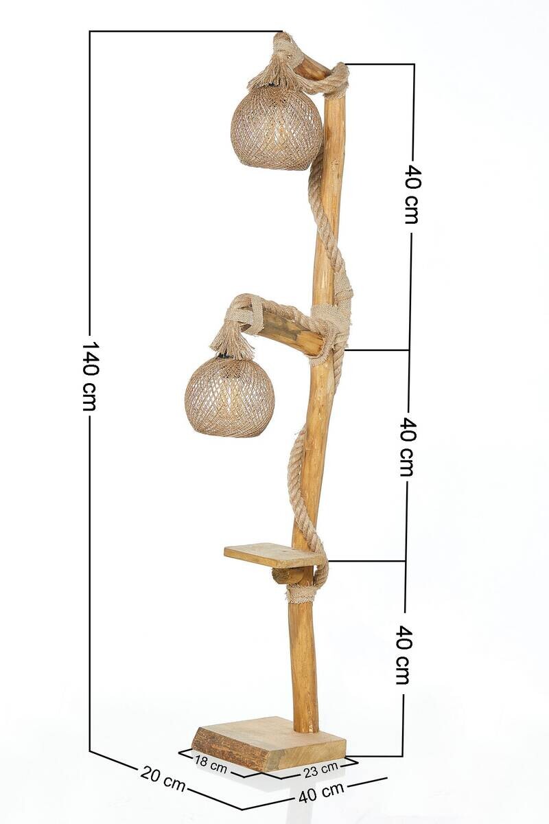 Opviq Stehleuchte Arboretum natur Holz B/H/T/L/D: ca. 24x140x24x24x24 cm E27 2 Brennstellen