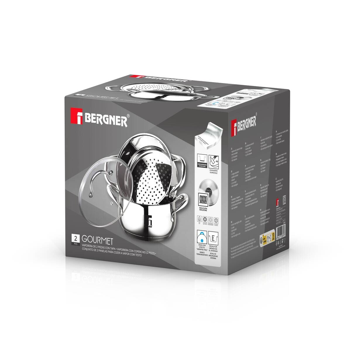 BERGNER Topfset Gourmet silber Edelstahl 3 tlg.