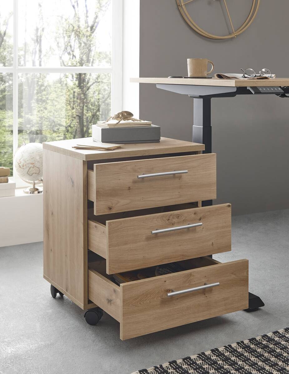 Rollcontainer Ben Eiche Artisan Nachbildung B/H/T: ca. 40x56x39 cm