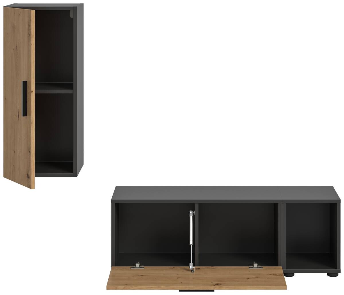 Wohnwand-Set TheOne Eiche Artisan Nachbildung anthrazit B/H/T: ca. 75x32x34 cm