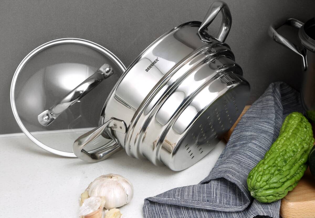 BERGNER Topfset Gourmet silber Edelstahl 3 tlg.