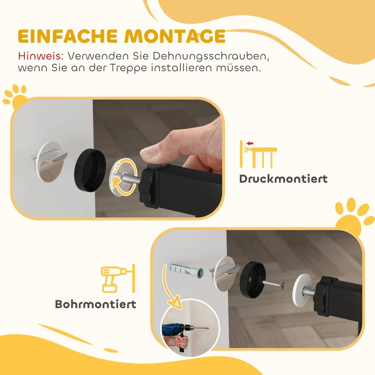 PawHut Türschutzgitter schwarz Kunststoff B/H/L: ca. 2x76x107 cm