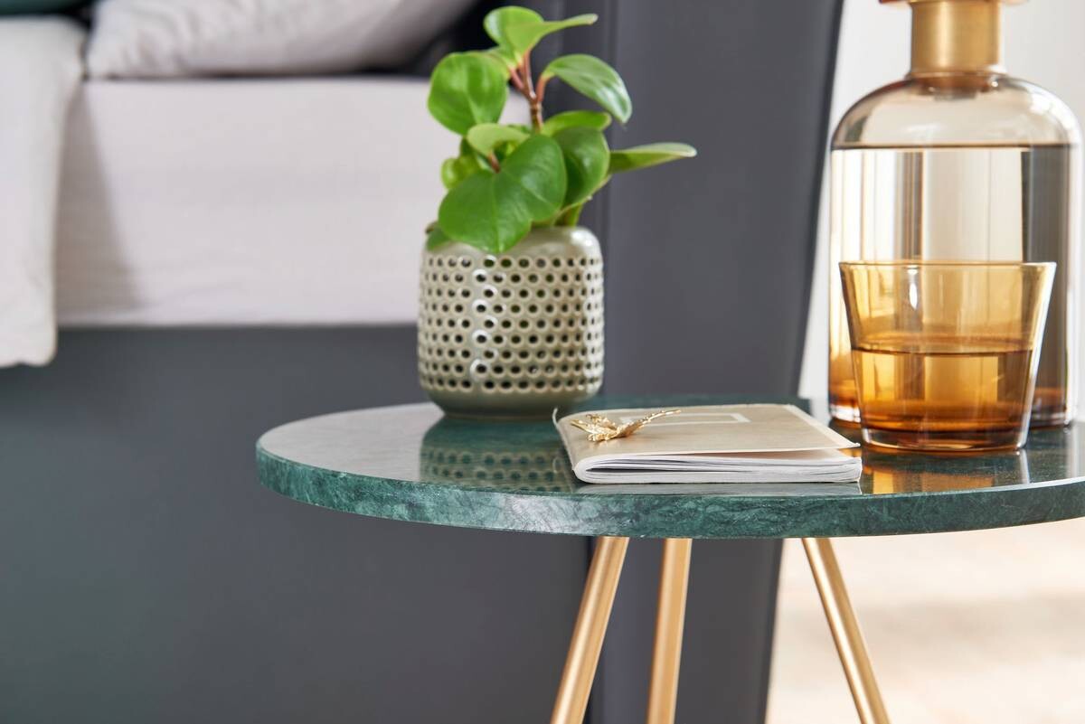 Beistelltisch grün Marmor B/H/T: ca. 38x44x38 cm