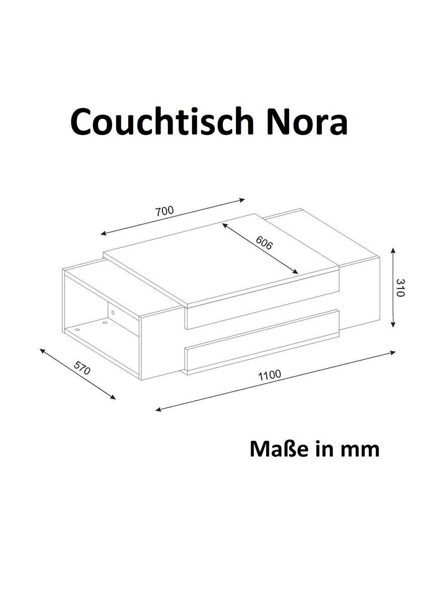 Couchtisch Nora weiß walnuss Nachbildung B/H/T: ca. 110x31x60 cm