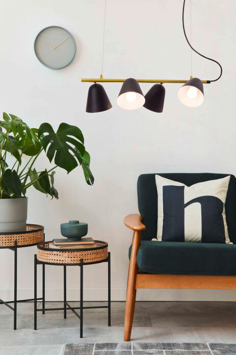 Näve Leuchten Pendelleuchte NV6137422 schwarz gold Metall Eisen B/H/L: ca. 13x126x61 cm E14 4 Brennstellen