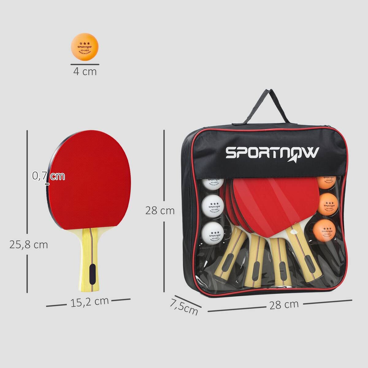 SPORTNOW Tischtennisschläger B/H/L: ca. 15,2x1x25,8 cm