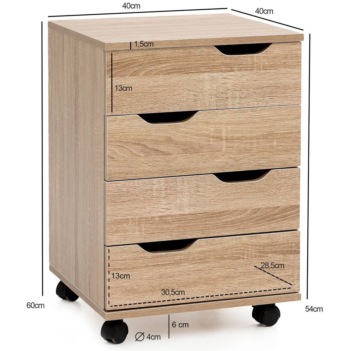 Rollcontainer braun Spanplatte B/H/T: ca. 40x60x40 cm