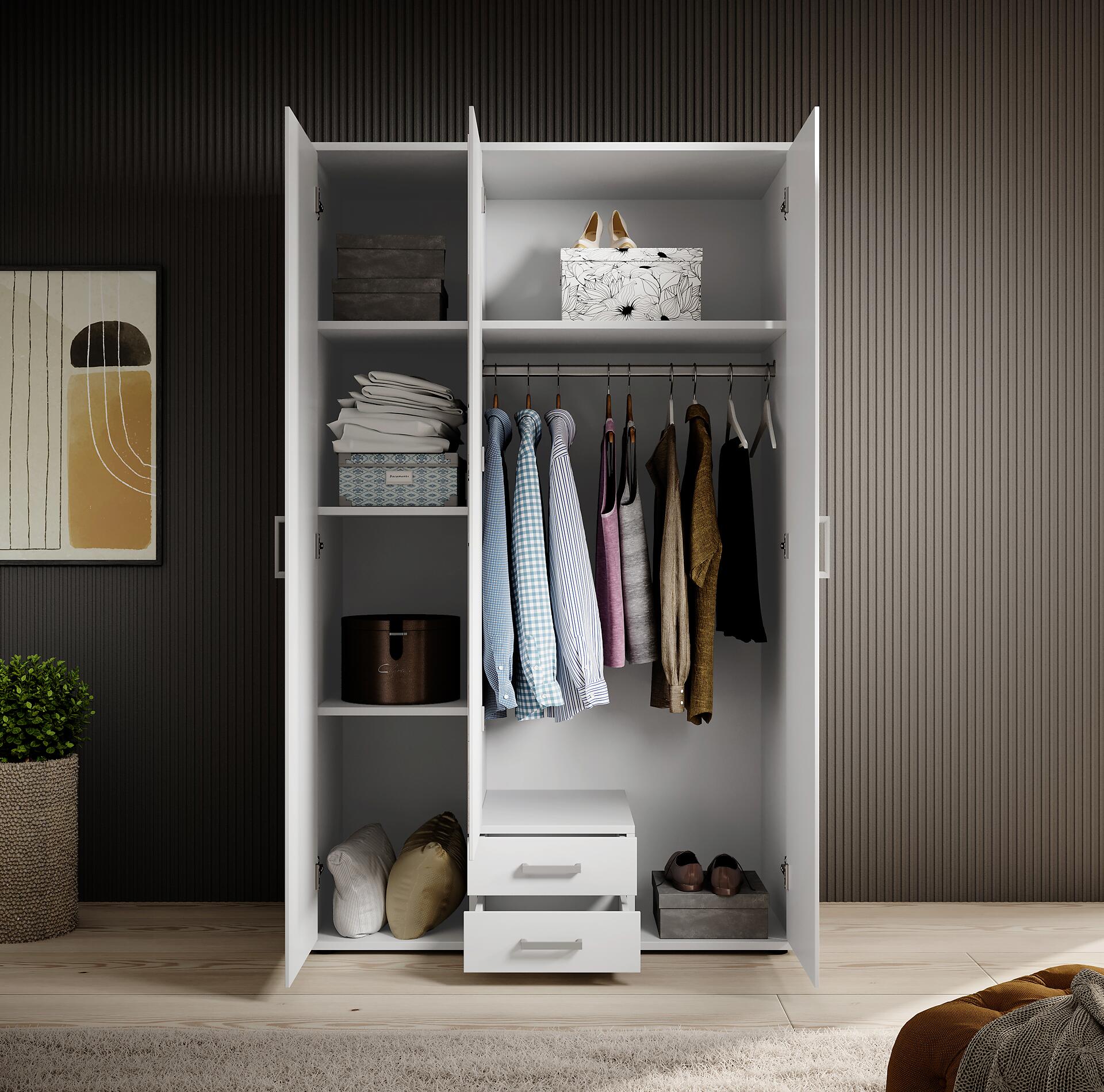 Kleiderschrank Karl weiß B/H/T: ca. 120x195x55 cm