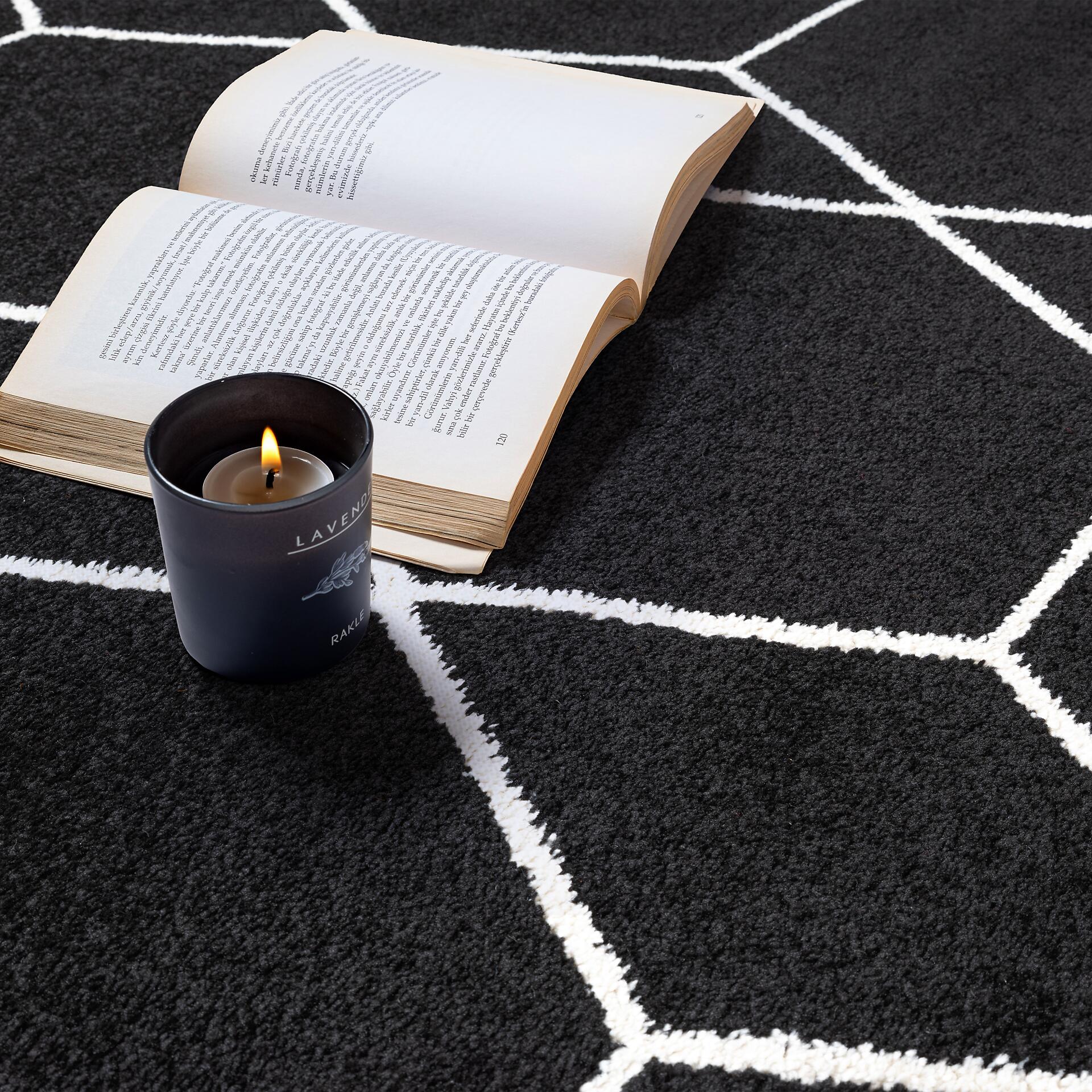 Sanat Teppich Trellis schwarz B/L: ca. 80x150 cm