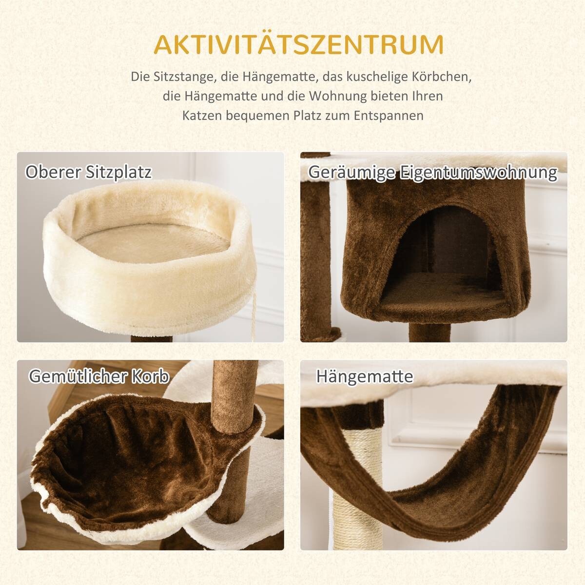PawHut Katzenbaum braun Sisal B/H/L: ca. 50x153x65 cm