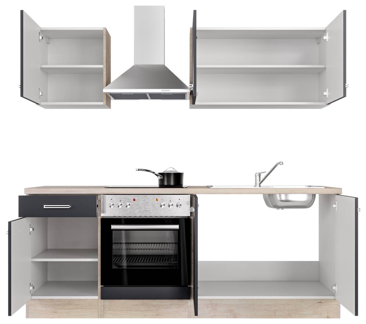 Küchenblock Elva anthrazit B/H/T: ca. 210x200x60 cm