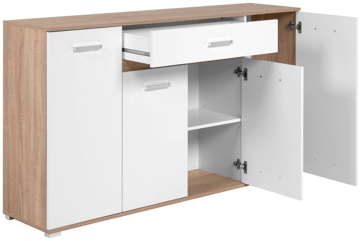 Sideboard Volos Eiche Sonoma Nachbildung weiß B/H/T: ca. 160x90x38 cm