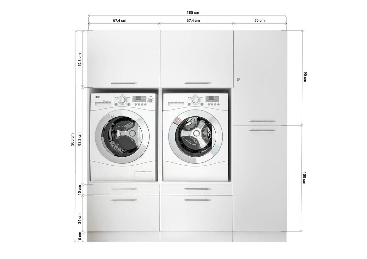 Respekta Hauswirtschaftsraum-Set Clara weiß matt B/H/T: ca. 184,8x200x67,6 cm