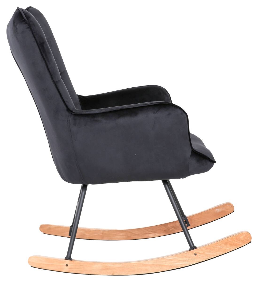 byLIVING Schaukelstuhl RICHIE schwarz schwarz natur Stoff Metall Buche B/H/T: ca. 72x92x92 cm