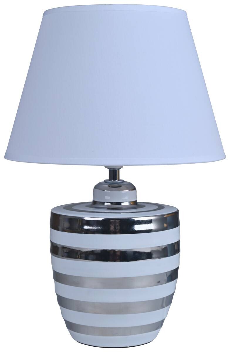 POCOline Keramik_Tischleuchte Annelie silber weiß Keramik B/H/L: ca. 25x37x26 cm E14 1 Brennstellen