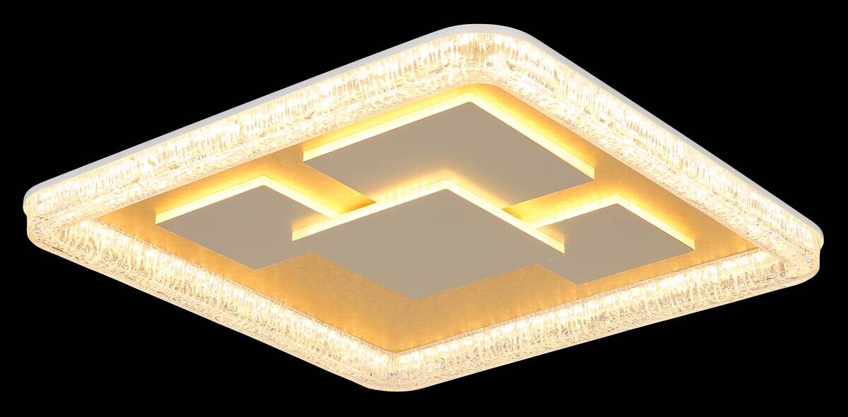 GLOBO LED-Deckenleuchte gold klar weiß Metall Kunststoff B/H/L: ca. 48,8x7x48,8 cm 1 Brennstellen