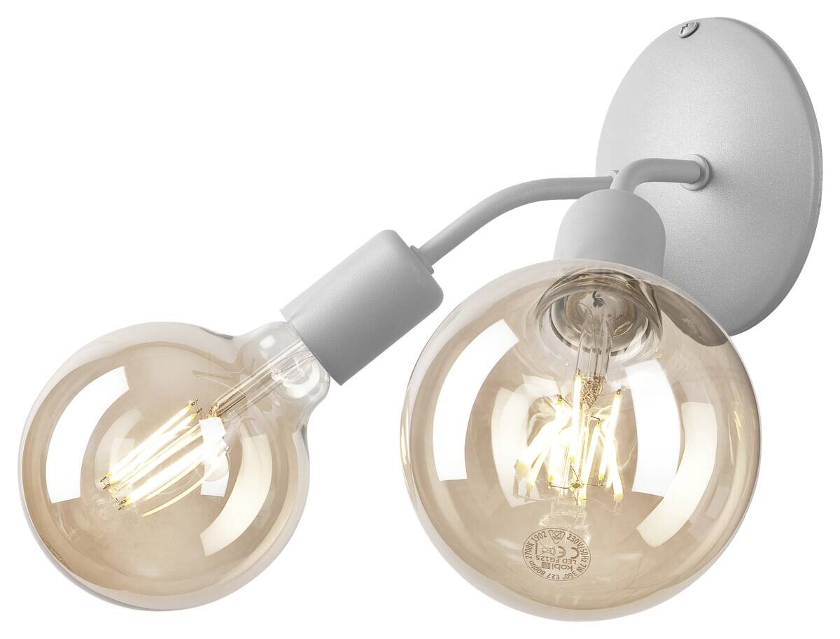 Lamkur Wandleuchte VIGGO 39428 silber Stahl H/L: ca. 14,5x23 cm E27 2 Brennstellen