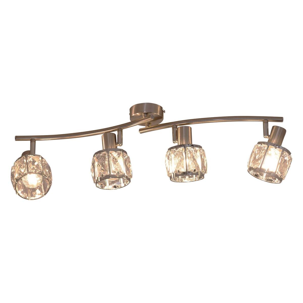 Näve Leuchten Spotleuchte 1280950 stahlfarbig Glas Metall B/H/T: ca. 9,2x18x70 cm 4 Brennstellen