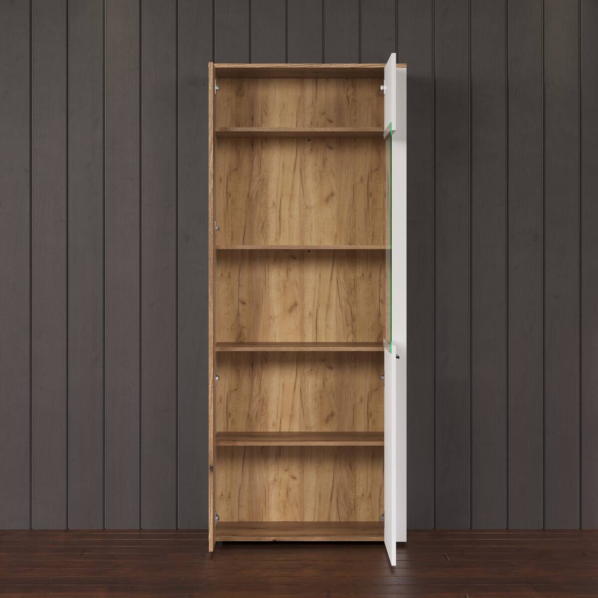 Vitrine Vitoria weiß Eiche Evoke Coast Nachbildung B/H/T: ca. 80x195x42 cm