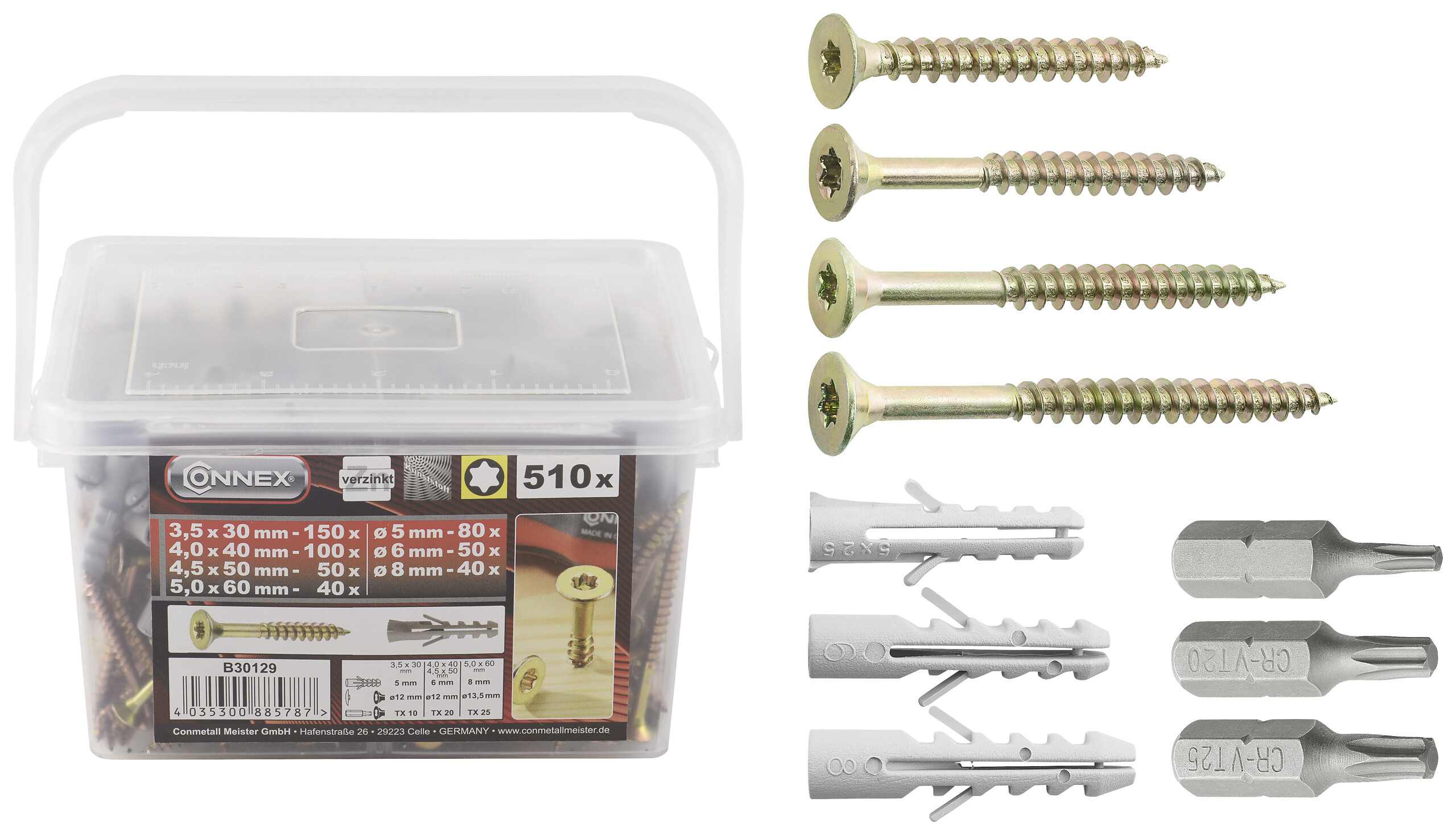 CONNEX Dübel-& Schraubenset 510 tlg.