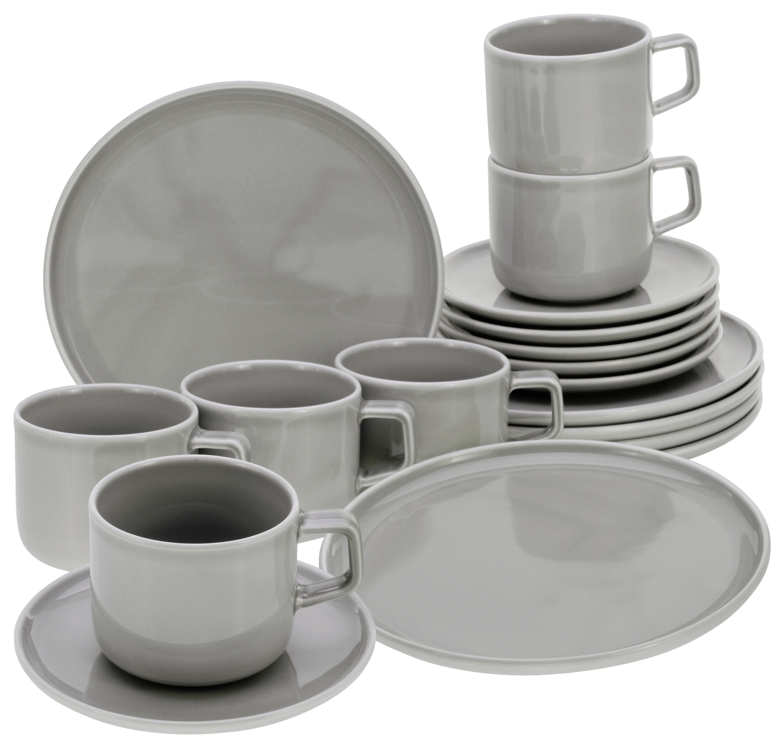 CreaTable Kaffeeservice Chef Collection grau Porzellan 18 tlg.