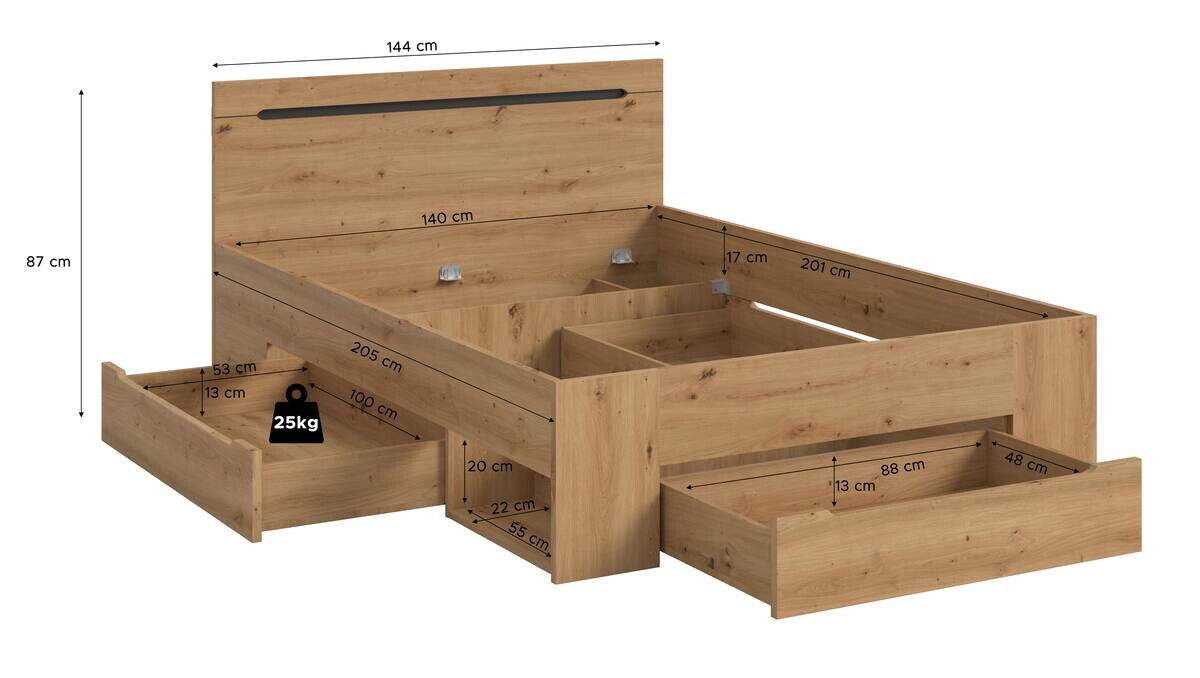 Bett CANU basaltgrau Artisan Nachbildung