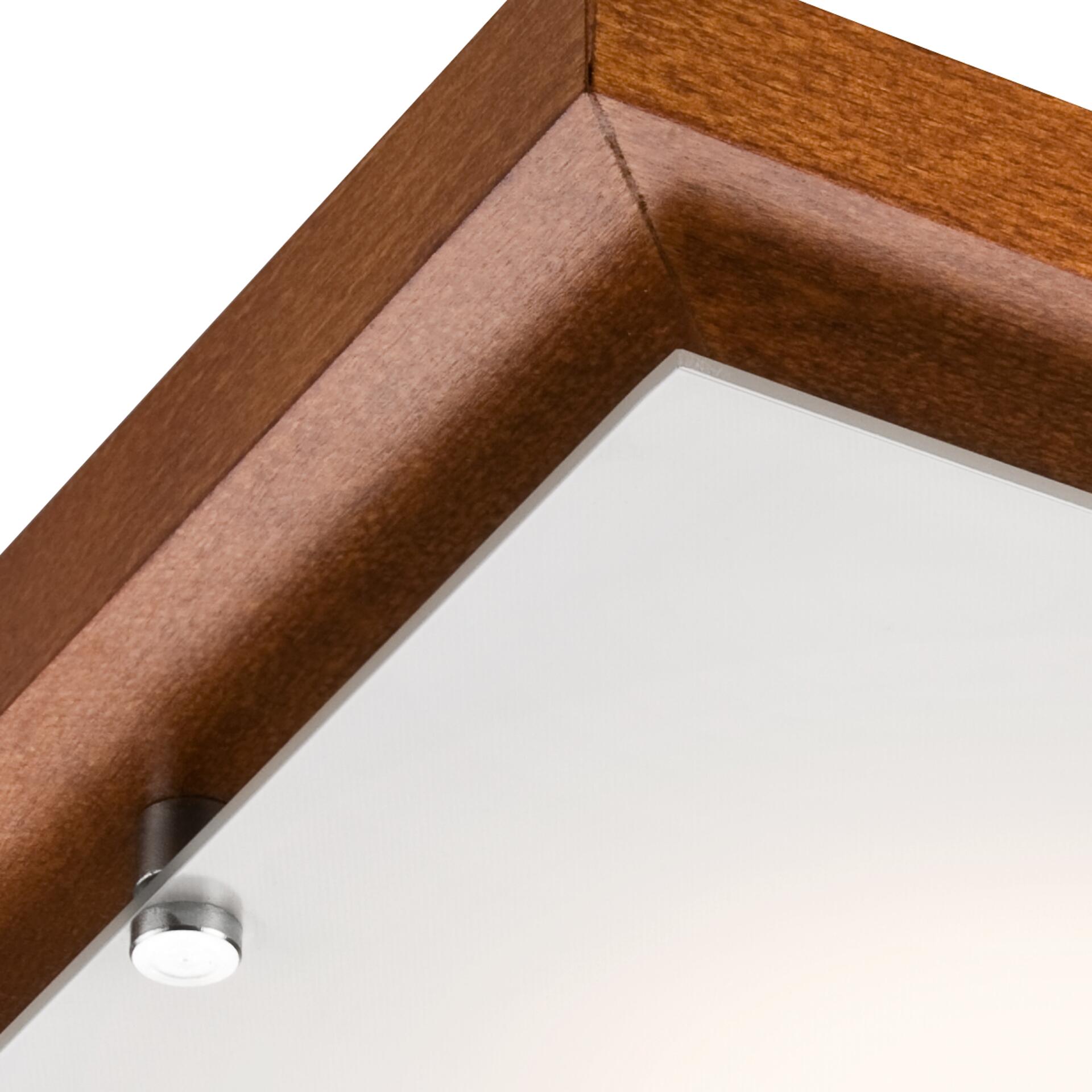 Lamkur Deckenleuchte PEDRO 26978 rustikal Glas Holz H/L: ca. 6,5x30 cm E27 1 Brennstellen