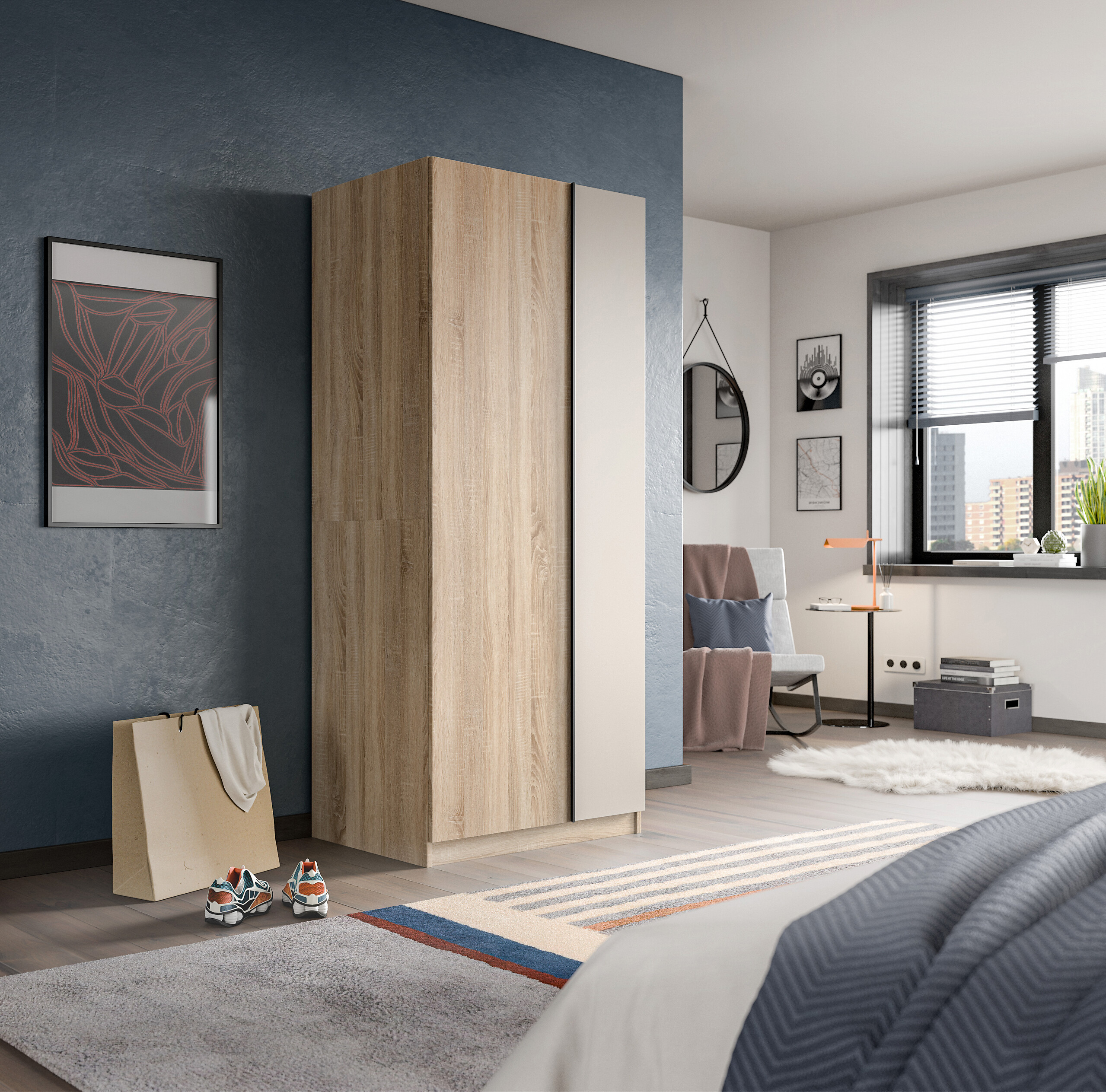 Kleiderschrank OAKLAND Eiche Sonoma Nachbildung Cashmere B/H/T: ca. 80x183x53 cm Kleiderschrank OAKLAND Eiche Sonoma Nachbildung Cashmere B/H/T: ca. 80x183x53 cm