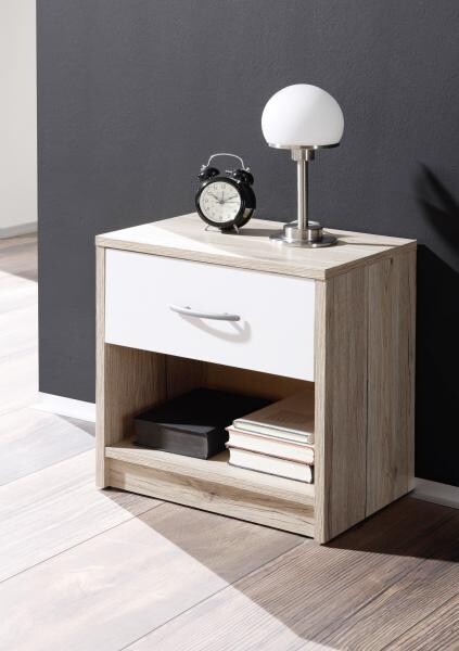 Nachtkonsole Pepe Eiche San-Remo Nachbildung weiß B/H/T: ca. 39x41x28 cm