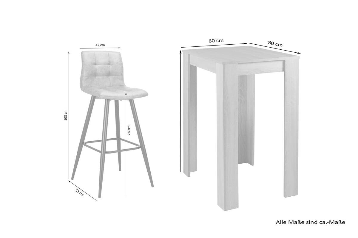Tischgruppe Nele anthrazit Stoff