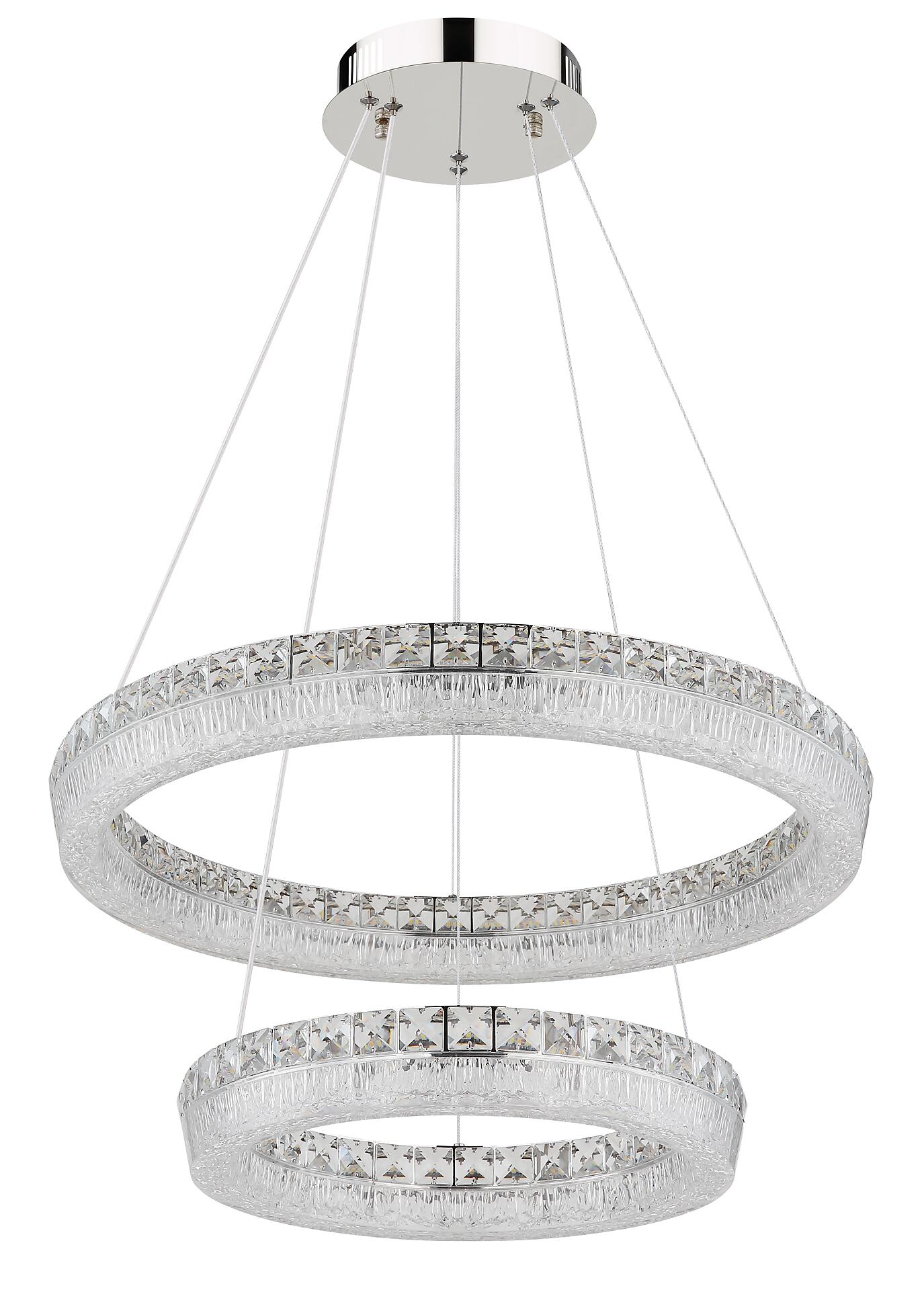 GLOBO Hängeleuchte klar Chrom Metall Acryl Glas H/D: ca. 120x60 cm 1.0 Brennstellen