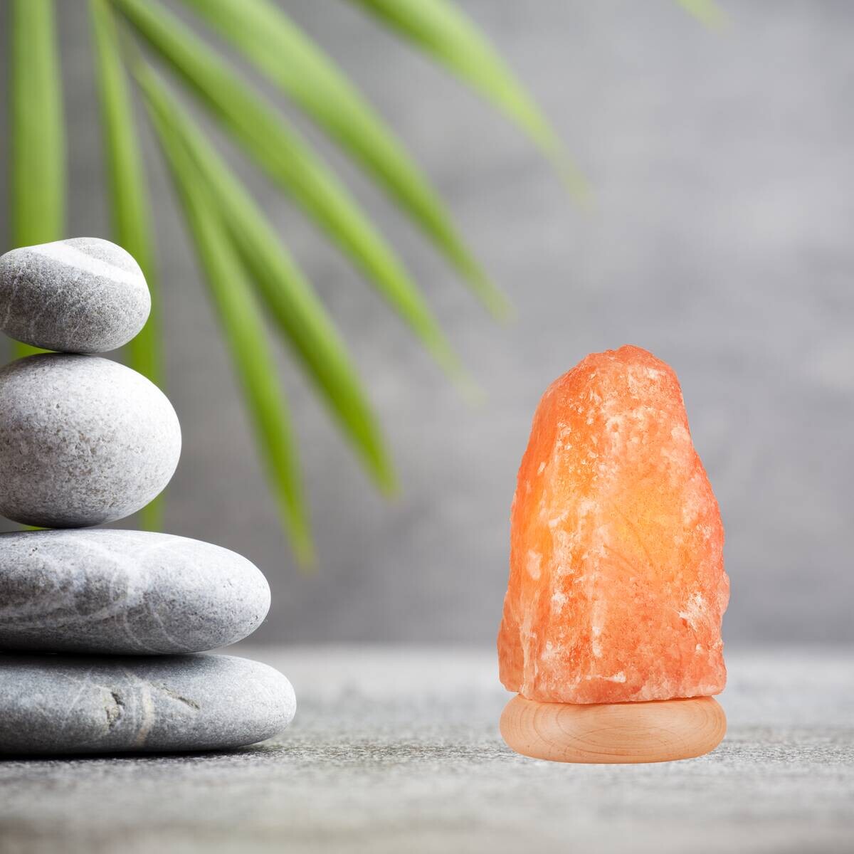 Lamkur Salzleuchte orange beige Holz B/H/L: ca. 23x23x19 cm E14 1 Brennstellen