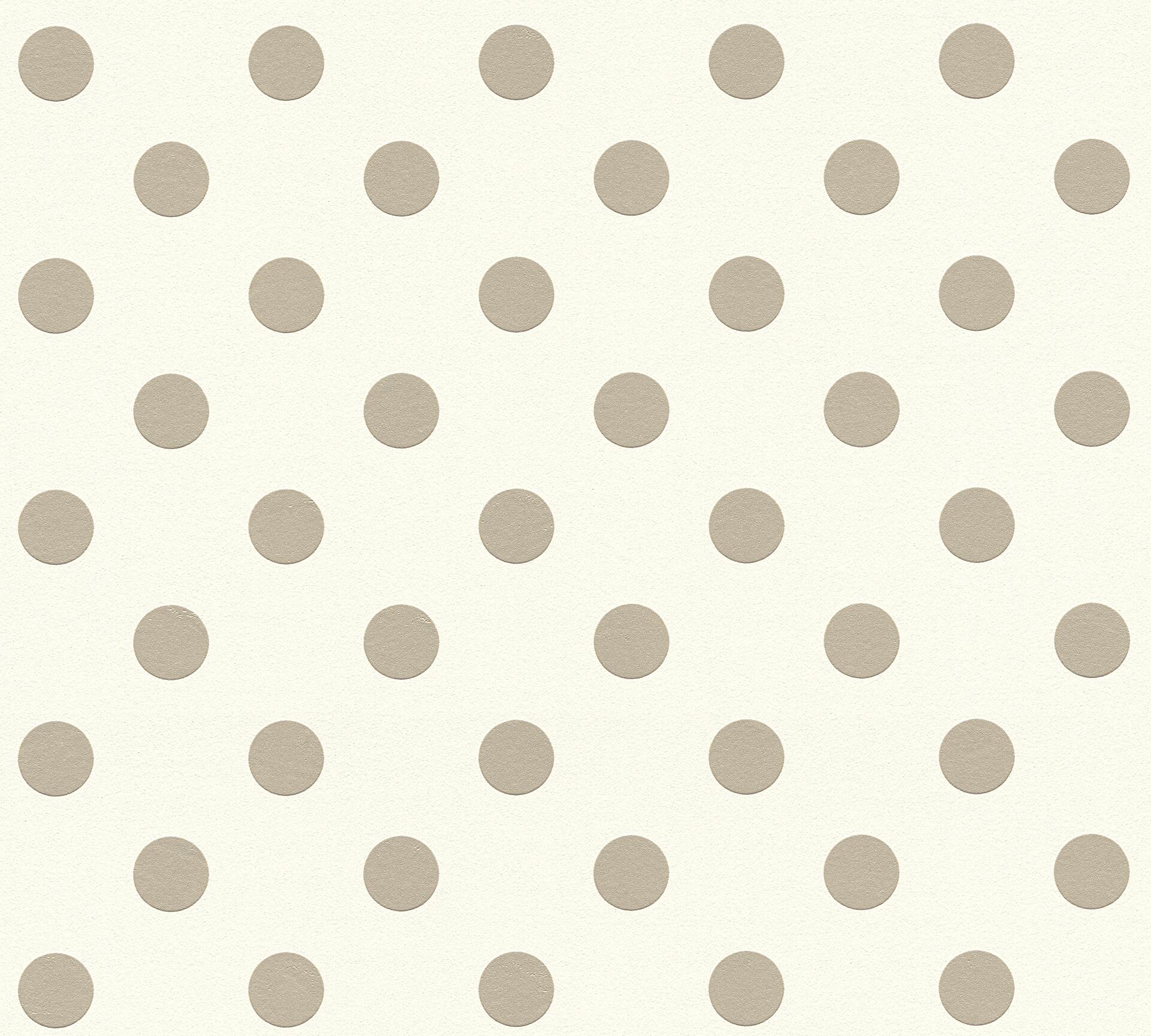 Vliestapete Punkte weiß beige B/L: ca. 53x1005 cm