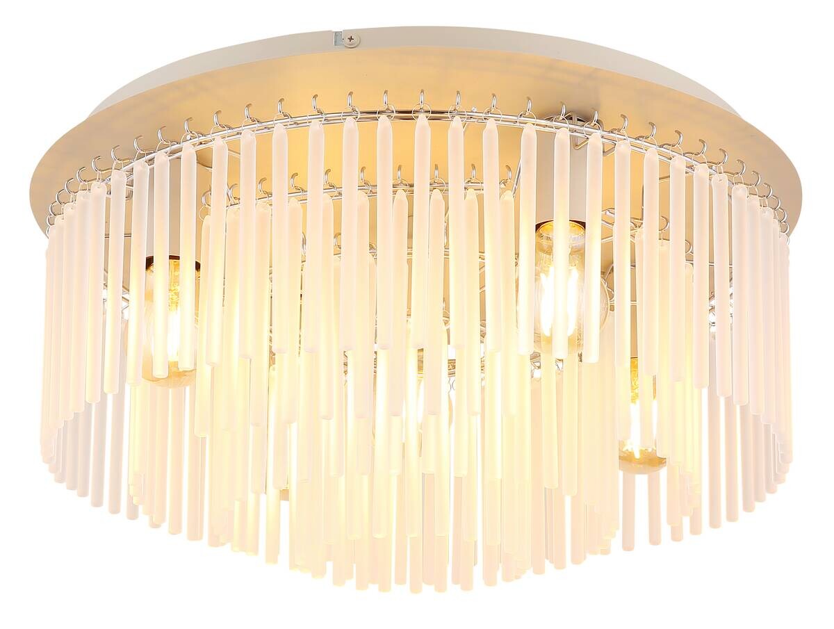 GLOBO Deckenleuchte Chrom sand Glas Metall H/D: ca. 25x50 cm E27 5 Brennstellen